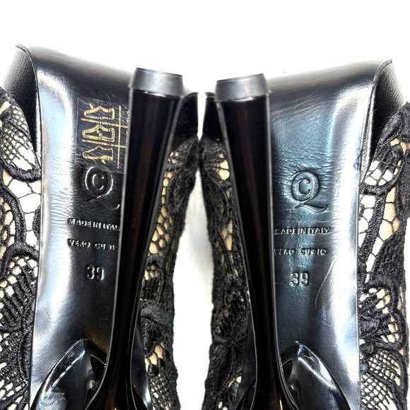 Alexander McQueen Black Lace Platform Peep Toe Stilettos | 39 - Picture 8 of 10
